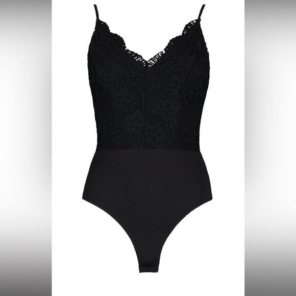Boohoo Plus Black Premium Lace Tank Bodysuit Size 18 - Picture 12 of 12